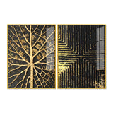Geometric and Leaf Pattern Acrylic Floating Wall Painting Set of 2 - Decor Smart