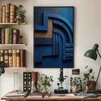 Geometric Architectural Blue Abstract 3D Wall Art Home Decor