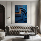 Geometric Architectural Blue Abstract 3D Wall Art Home Decor