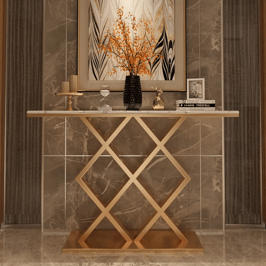 Geometric Criss Cross Pattern Contemporary Console Table - Decor Smart
