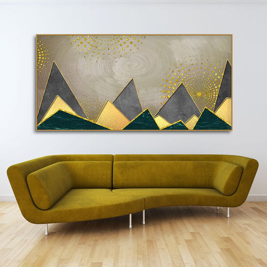Geometric Shapes with Golden and dark triangles Canvas Wall Painting - Decor Smart