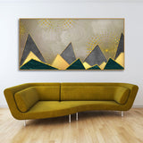 Geometric Shapes with Golden and dark triangles Canvas Wall Painting - Decor Smart