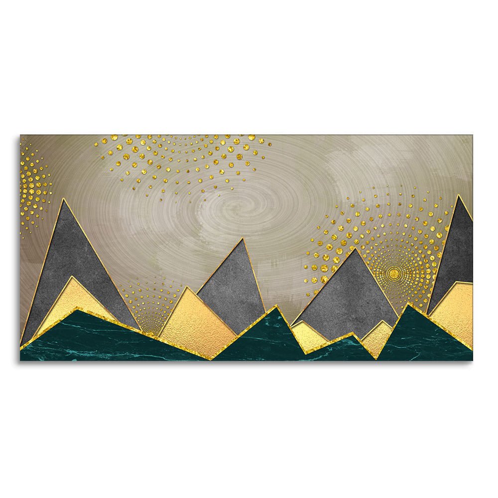 Geometric Shapes with Golden and dark triangles Canvas Wall Painting - Decor Smart
