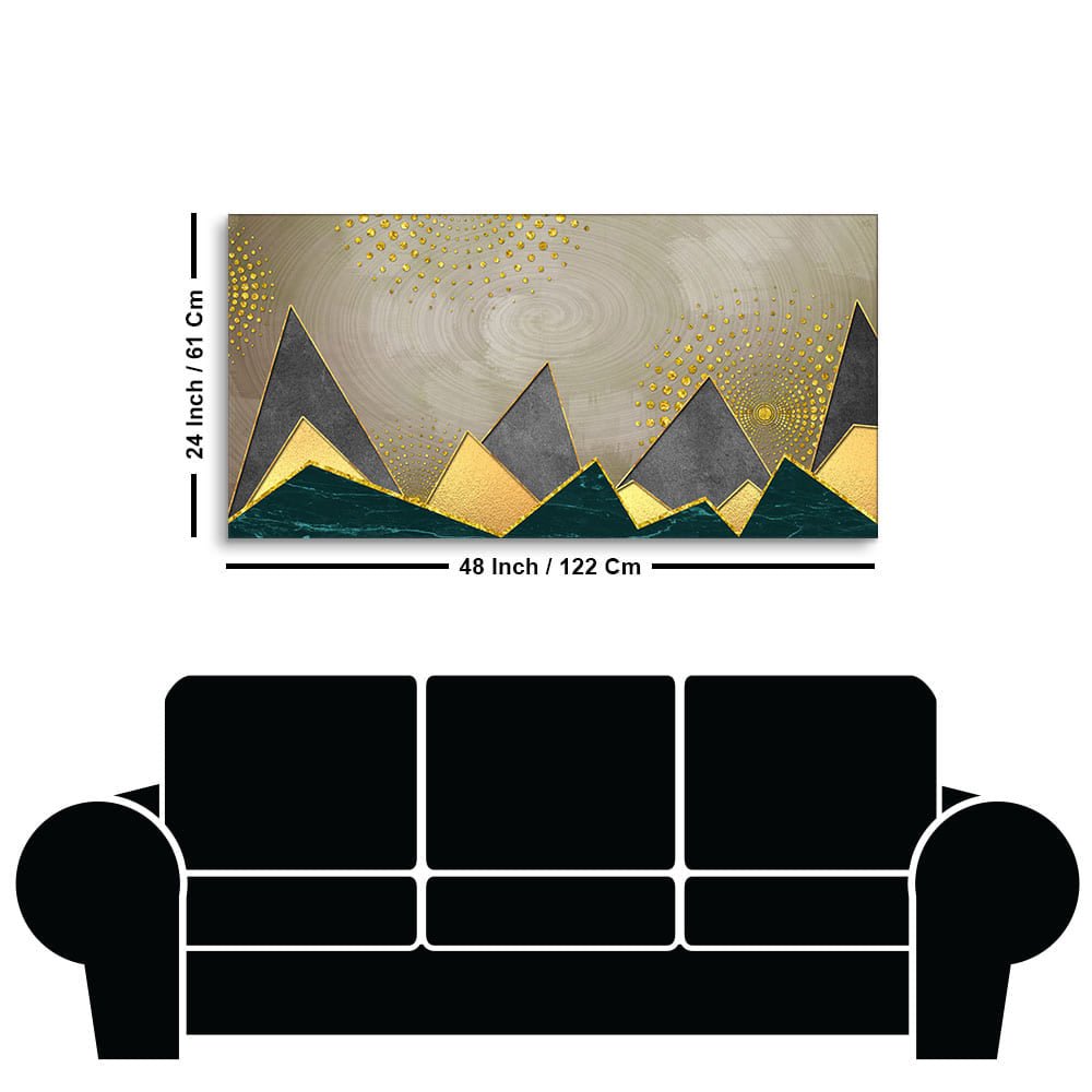 Geometric Shapes with Golden and dark triangles Canvas Wall Painting - Decor Smart