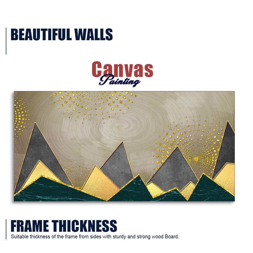 Geometric Shapes with Golden and dark triangles Canvas Wall Painting - Decor Smart