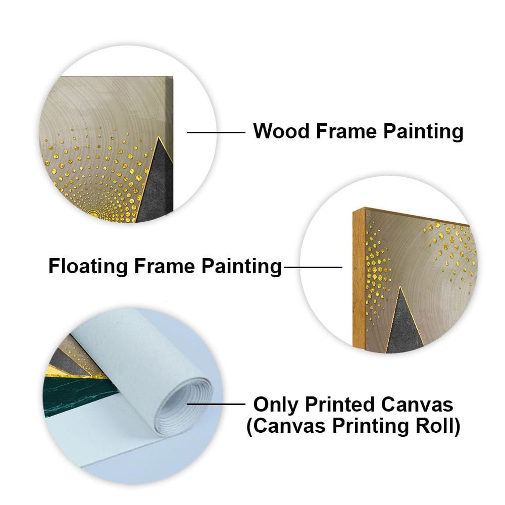 Geometric Shapes with Golden and dark triangles Canvas Wall Painting - Decor Smart