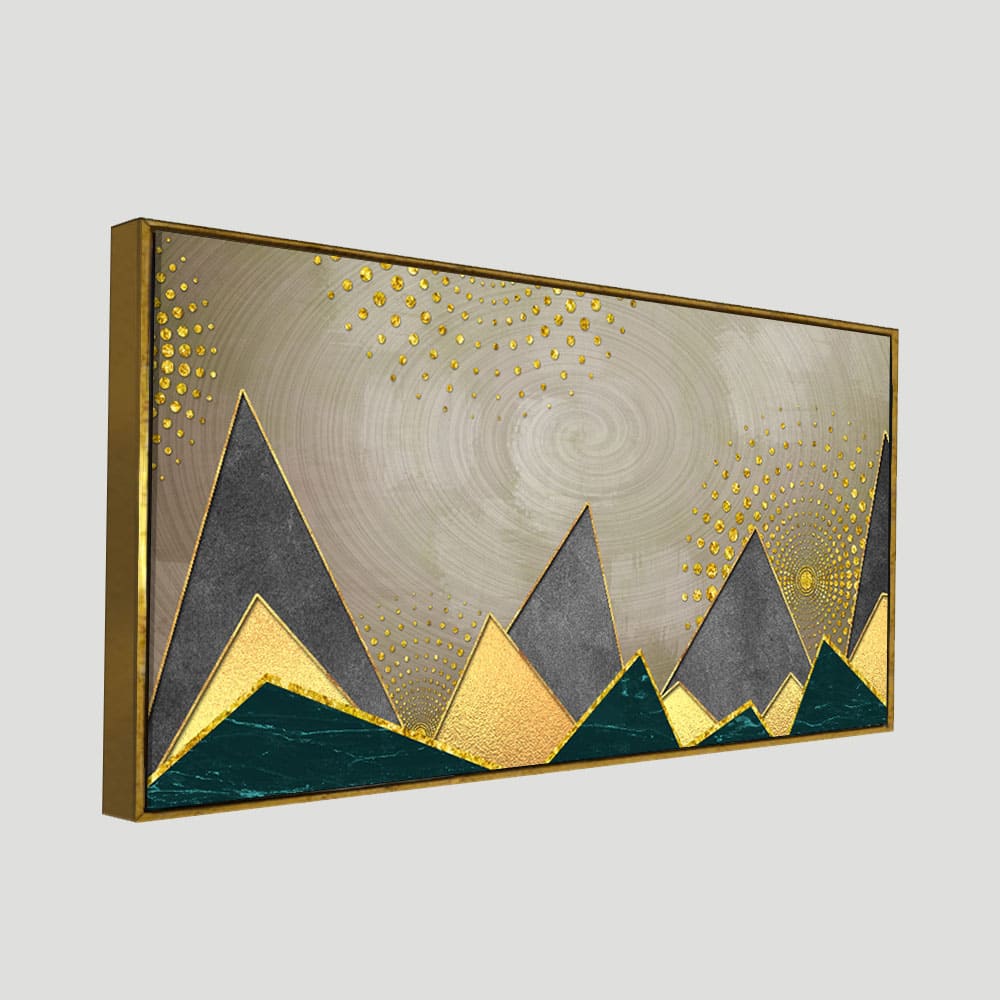 Geometric Shapes with Golden and dark triangles Canvas Wall Painting - Decor Smart