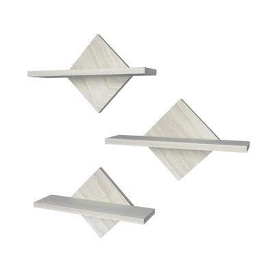 Geometric Trangle Shaped Wooden Wall Shelf Set of Three - Decor Smart