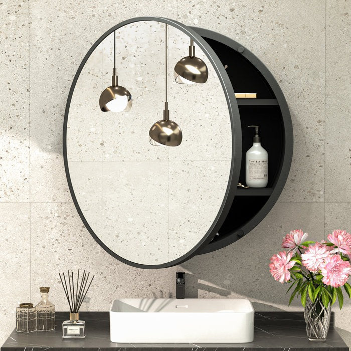 Gervon Round Medicine Cabinet Wall Mounted Mirror