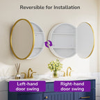 Gervon Round Medicine Cabinet White Gold Wall Mounted Mirror
