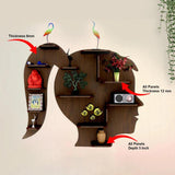 Girl Backlit Designer Wooden Wall Shelf / Book Shelf / Night Light, Walnut Finish - Decor Smart