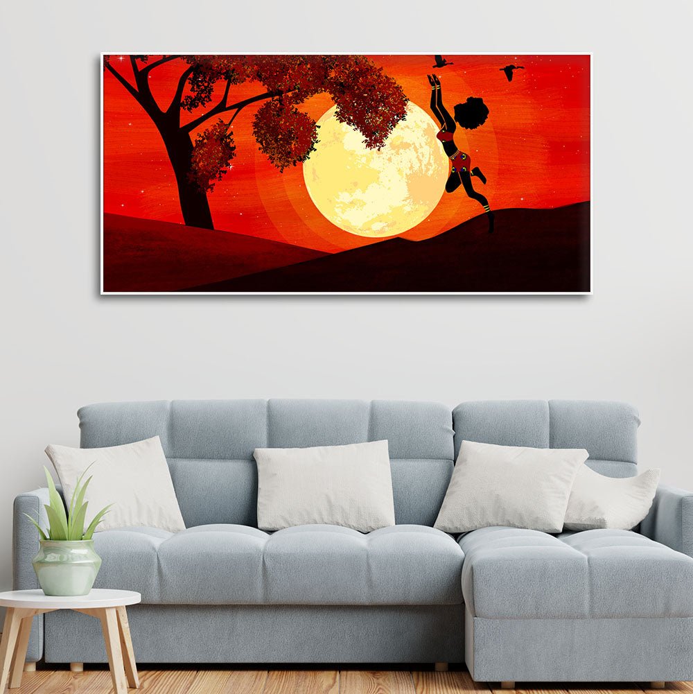 Girl Catching Bird Premium Wall Painting - Decor Smart