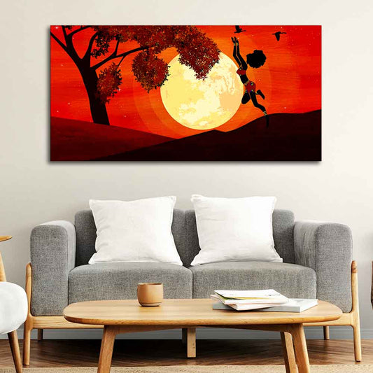 Girl Catching Bird Premium Wall Painting - Decor Smart