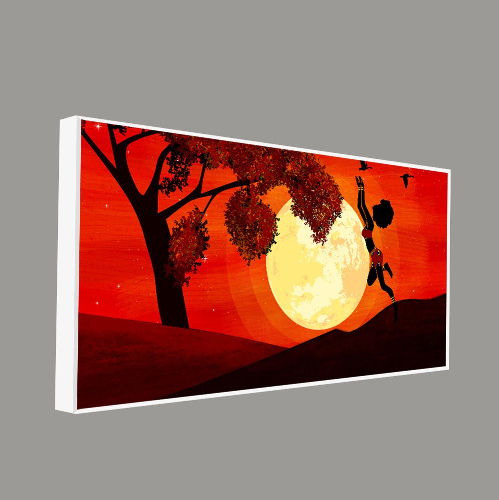 Girl Catching Bird Premium Wall Painting - Decor Smart