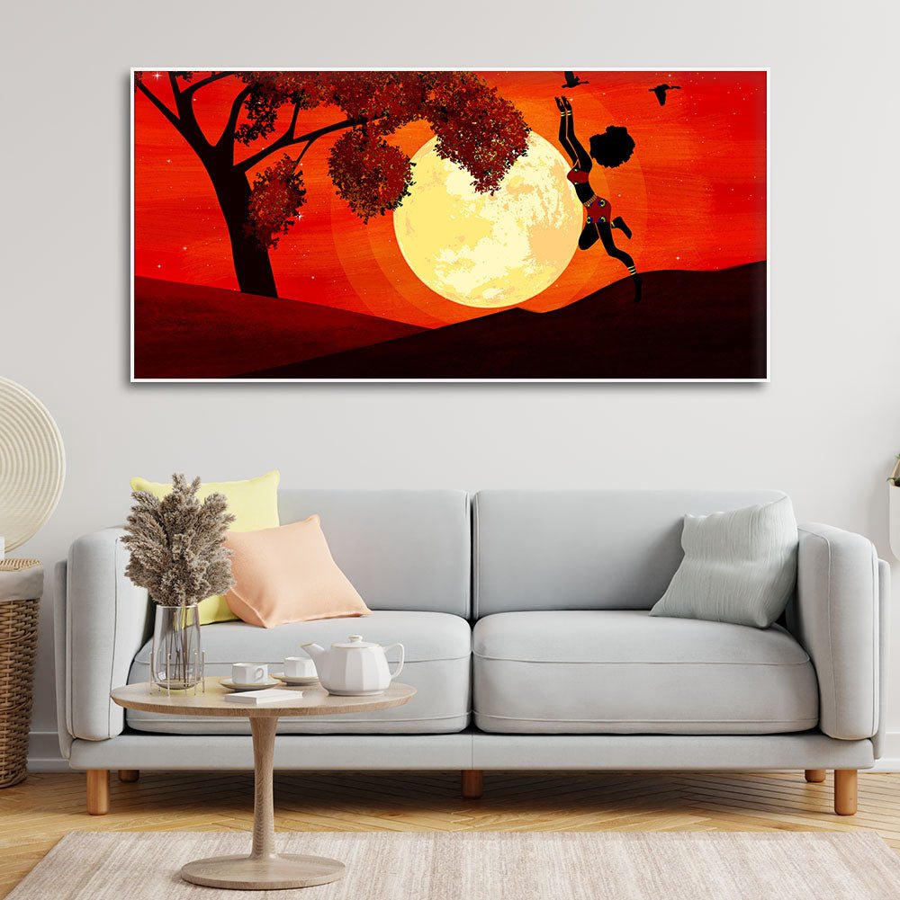 Girl Catching Bird Premium Wall Painting - Decor Smart
