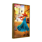 Girl Playing Violin and Eiffel Tower Canvas Wall Painting