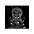 God Ganesha Sculpture Wall Painting of Three Panels