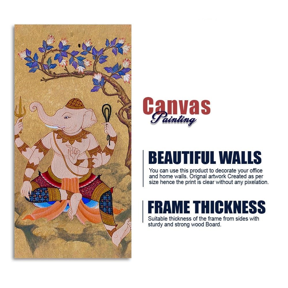 God Ganesha Thai Style Art Canvas Wall Painting - Decor Smart