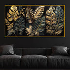 Gold Texture Leaf Crystal Glass Painting for Stylish Home Décor