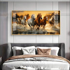 Seven Horses Painting Premium Acrylic Horizontal Wall Art