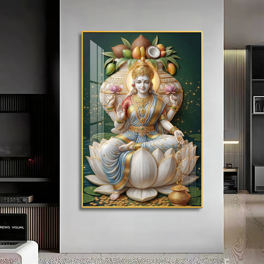 Hindu Goddess Lakshmi Premium Acrylic Vertical Wall Art