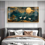 Cranes In Moonlight Premium Acrylic Horizontal Wall Art