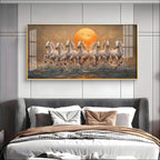Majestic White Horses With Warm Sun Premium Acrylic Horizontal Wall Art