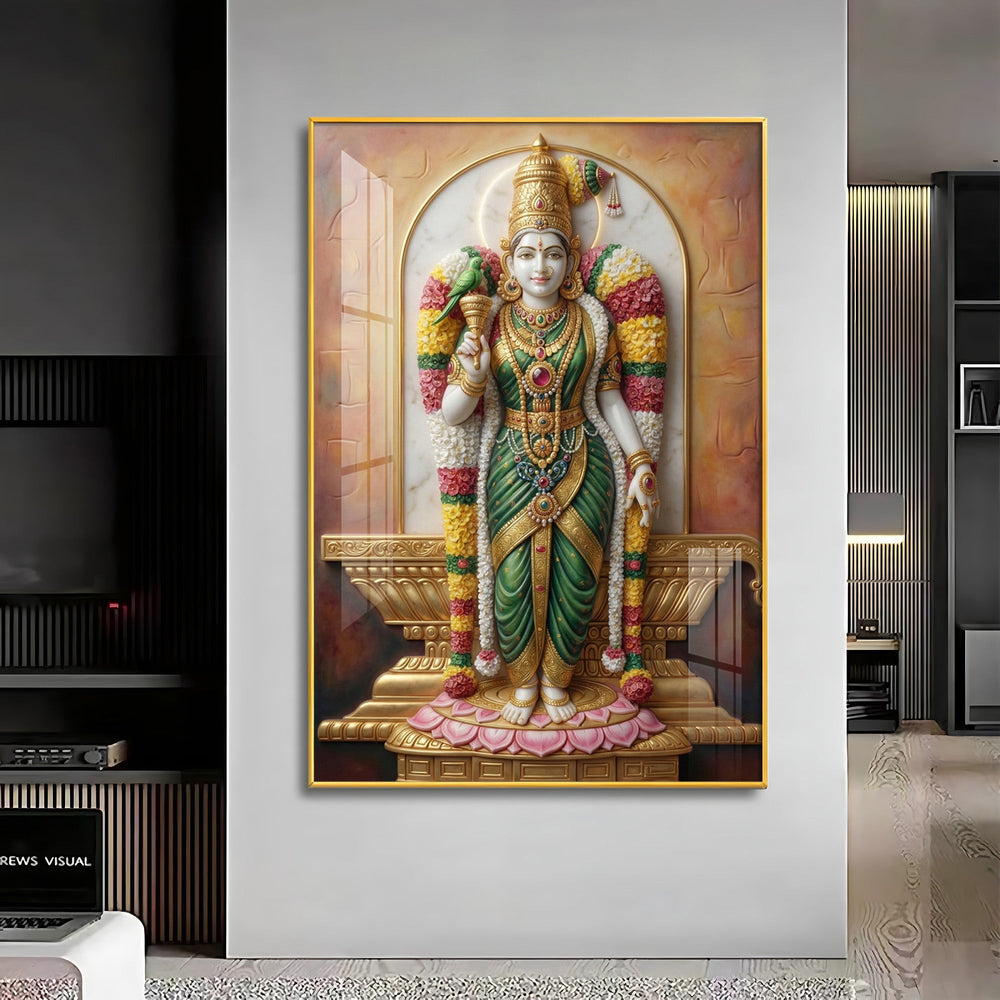 Divine Goddess Meenakshi Amman Premium Acrylic Vertical Wall Art