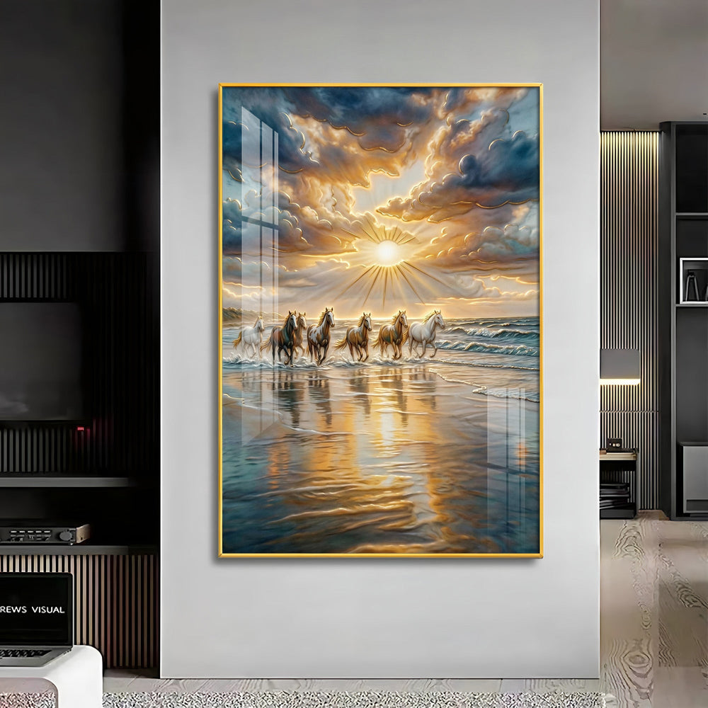 Vastu Inspired Running Horse Wall Art Premium Acrylic Vertical Wall Art