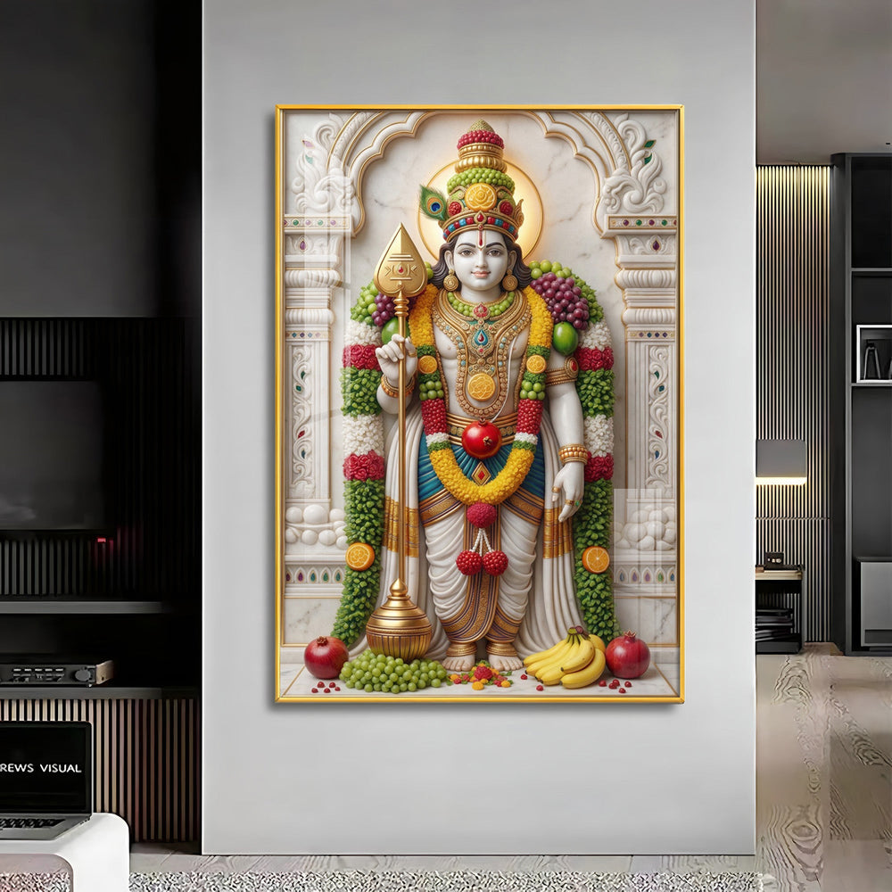 Deity Lord Murugan Premium Acrylic Vertical Wall Art