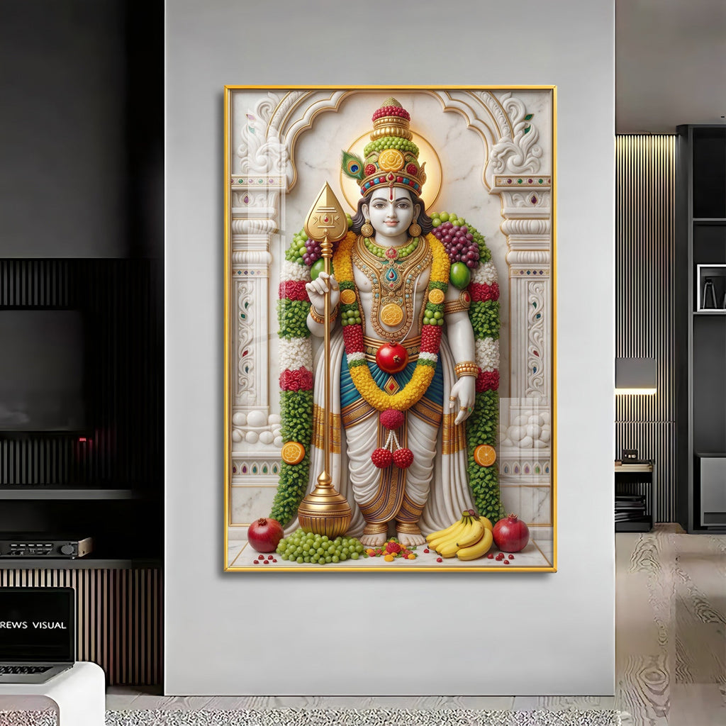 Deity Lord Murugan Premium Acrylic Vertical Wall Art