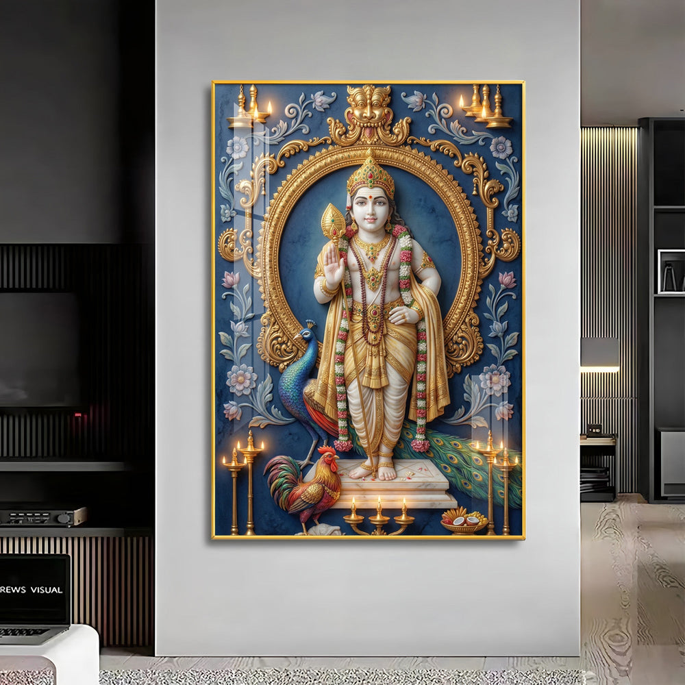 Hindu Lord Murugan Premium Acrylic Vertical Wall Art
