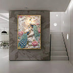 Stylist Peacock and Floral Design Premium Acrylic Vertical Wall Art