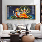 Lord Vishnu on Sheshnag Premium Acrylic Horizontal Wall Art
