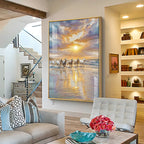 Depicting Seven White Horses Running Premium Acrylic Vertical Wall Art
