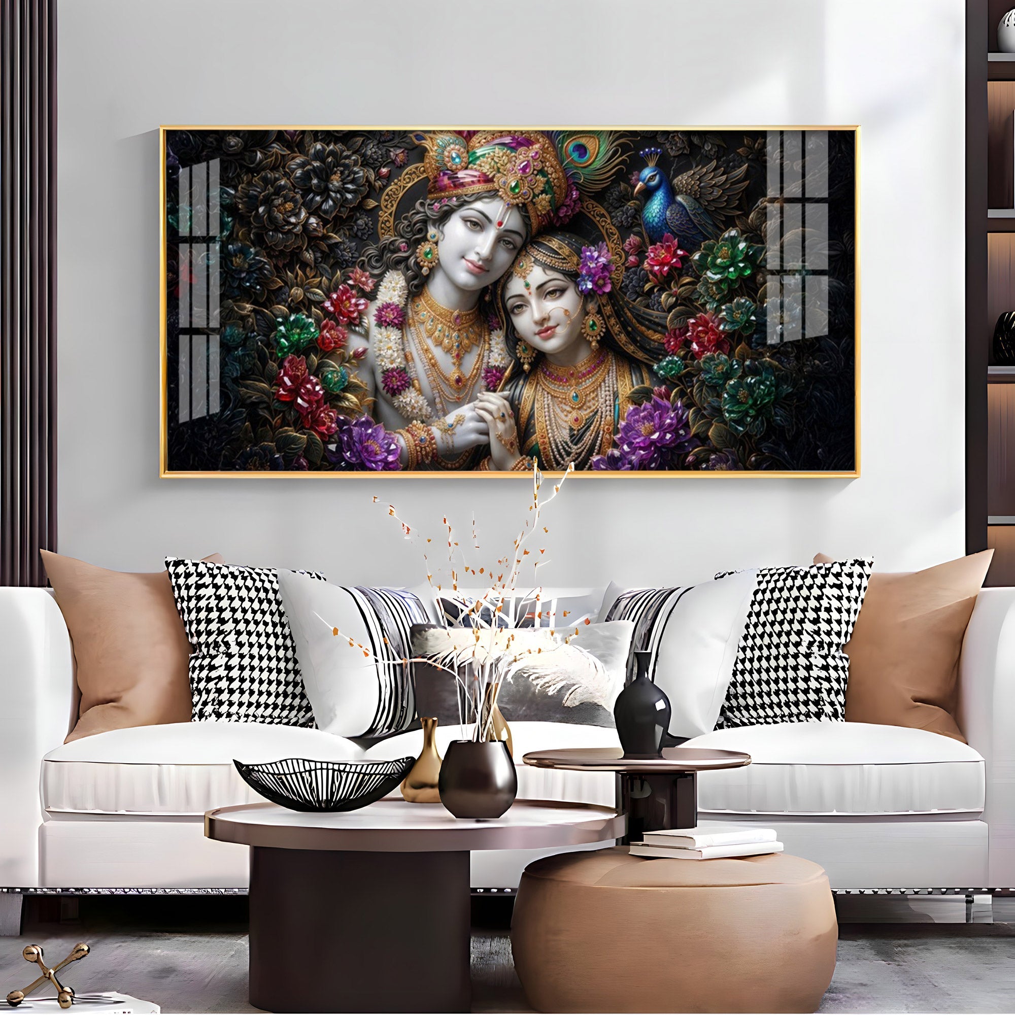 Beautiful Radha Krishna Love Premium Acrylic Horizontal Wall Art