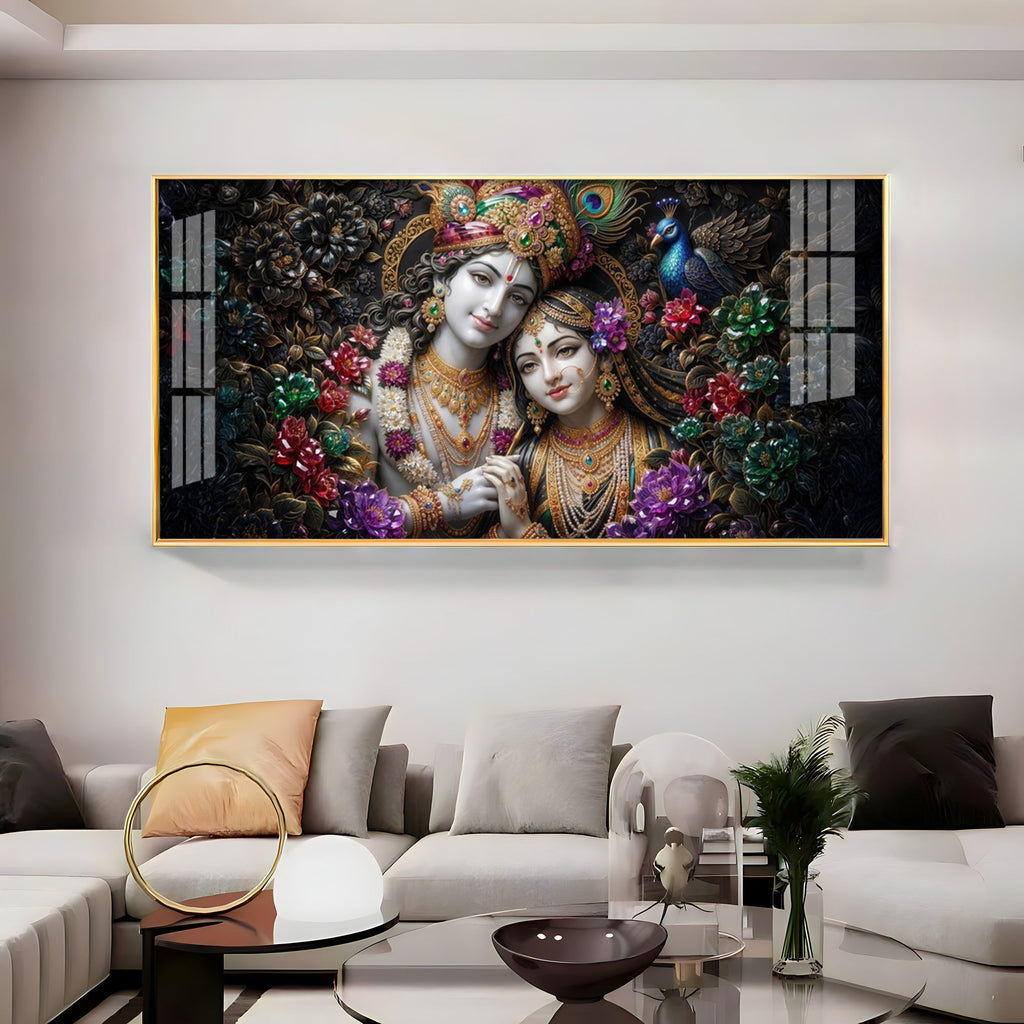 Beautiful Radha Krishna Love Premium Acrylic Horizontal Wall Art