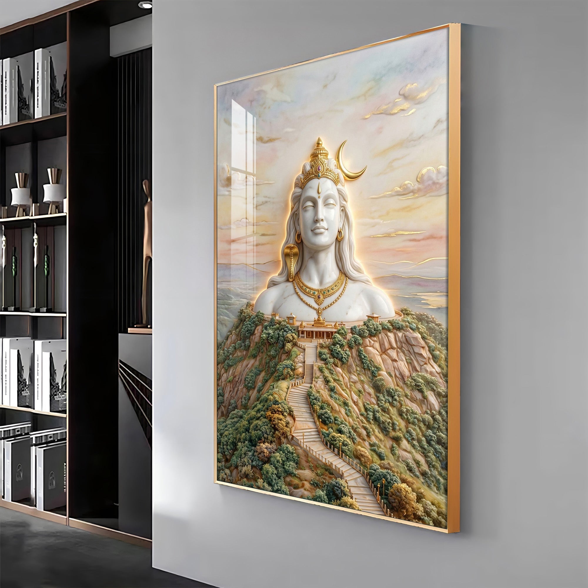 Depiction of Lord Shiva Premium Acrylic Vertical Wall Art