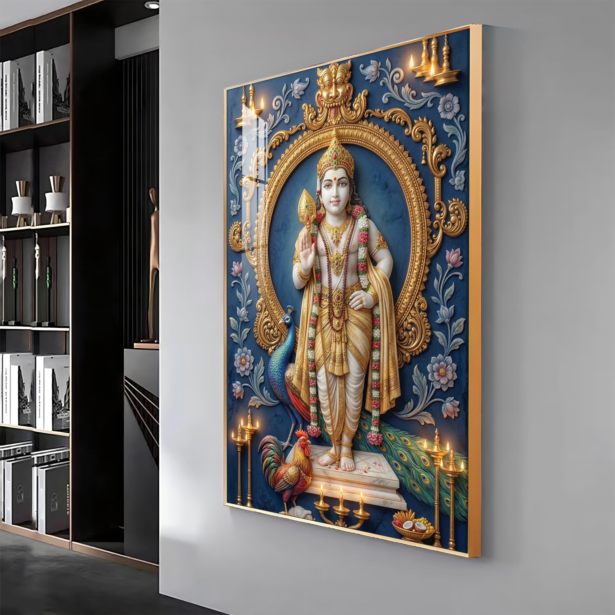 Hindu Lord Murugan Premium Acrylic Vertical Wall Art