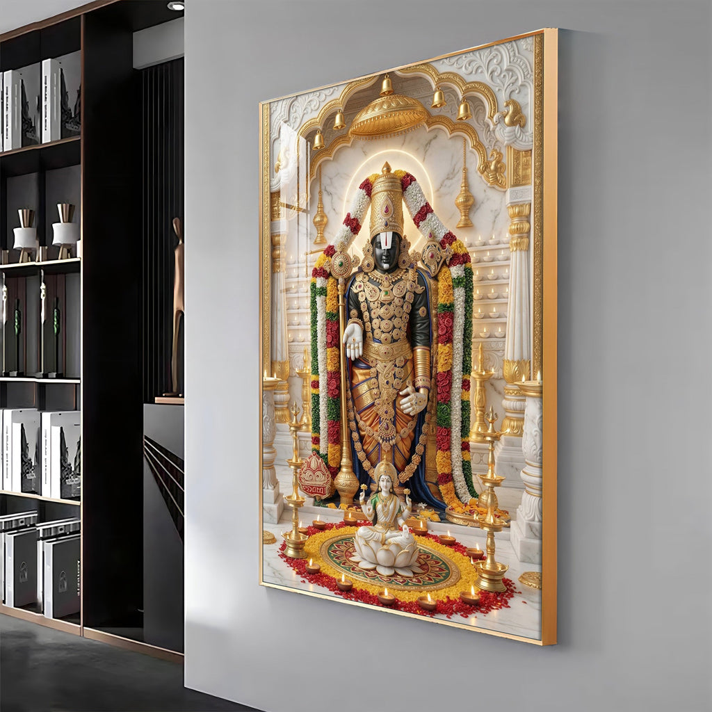 Depiction of Lord Venkateswara Premium Acrylic Vertical Wall Art