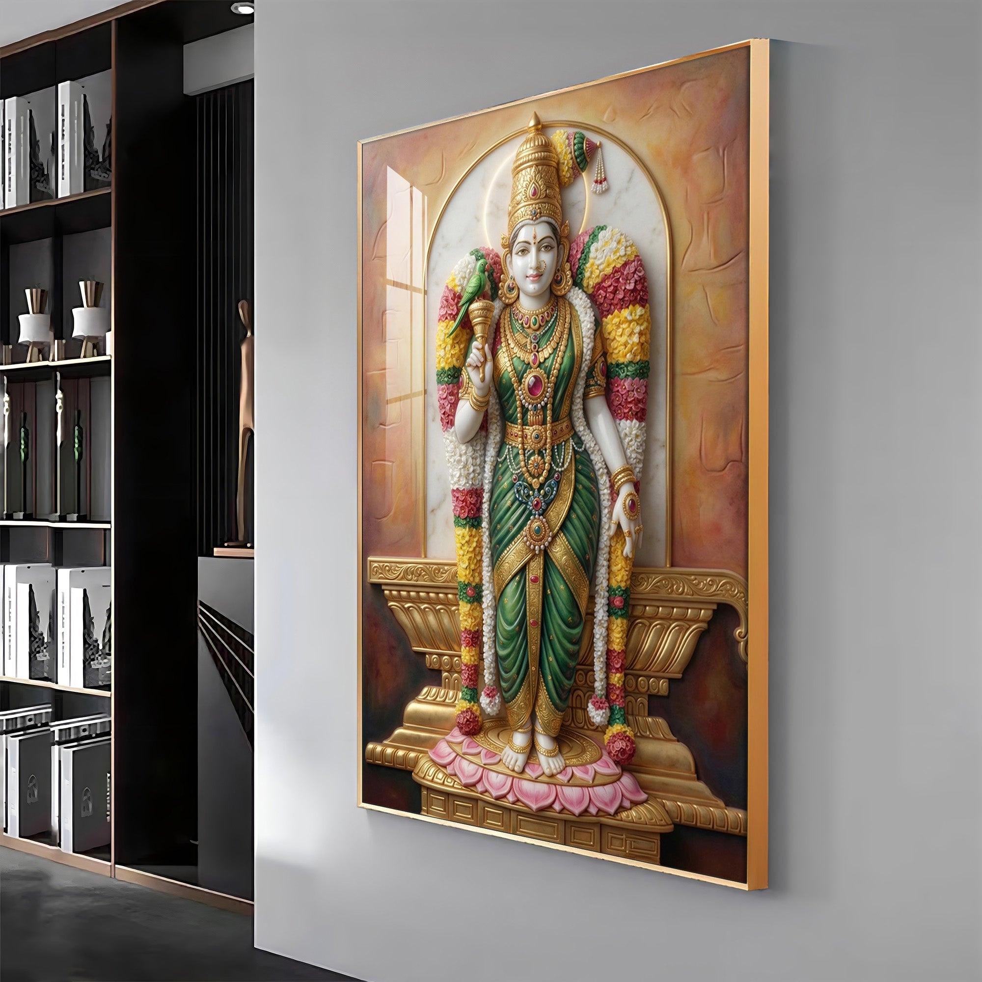 Divine Goddess Meenakshi Amman Premium Acrylic Vertical Wall Art