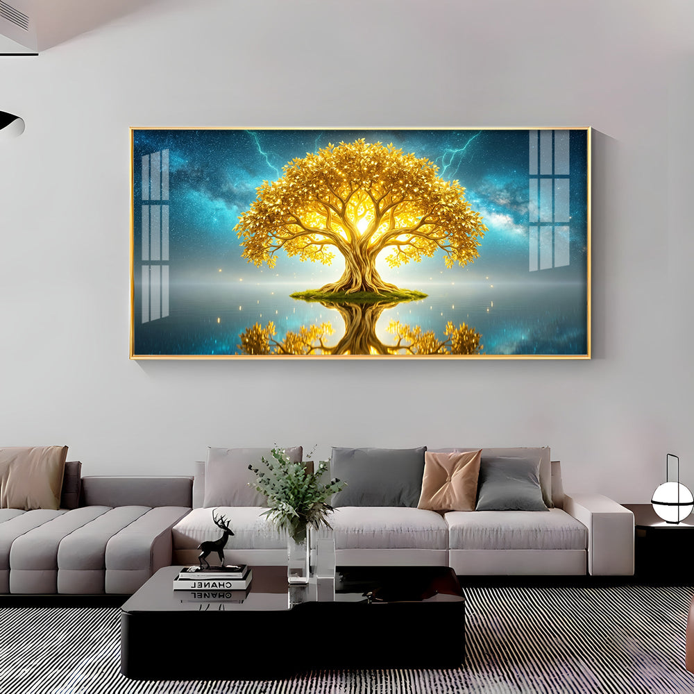 Golden Kalpavriksha Of The Cosmos Premium Acrylic Horizontal Wall Art