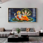 Lord Vishnu on Sheshnag Premium Acrylic Horizontal Wall Art