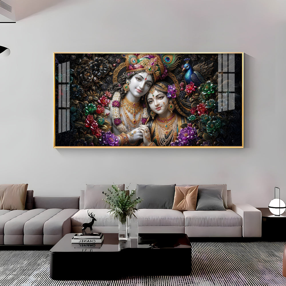 Beautiful Radha Krishna Love Premium Acrylic Horizontal Wall Art