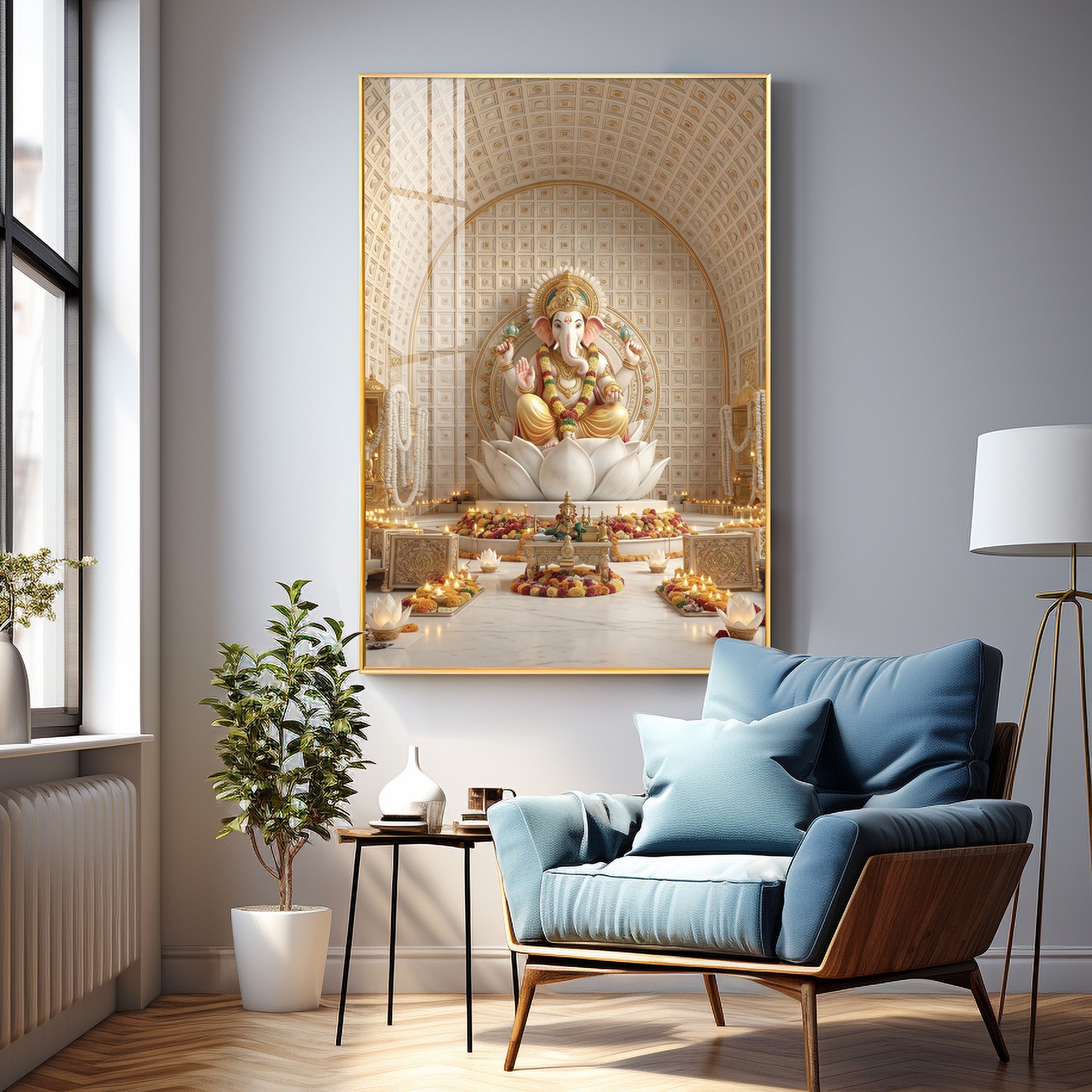 Hindu Deity Ganesha Premium Acrylic Vertical Wall Art
