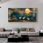 Cranes In Moonlight Premium Acrylic Horizontal Wall Art