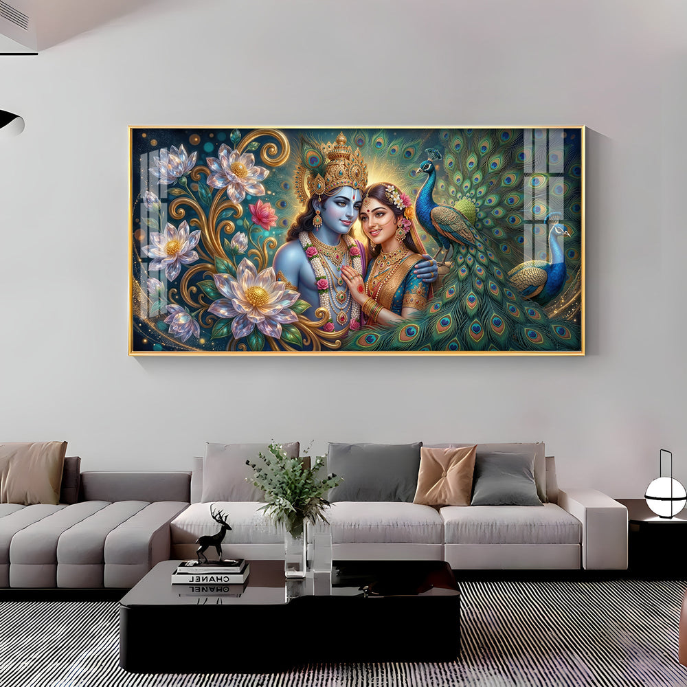 Shri Radhe Krishna Bhagwan Premium Acrylic Horizontal Wall Art
