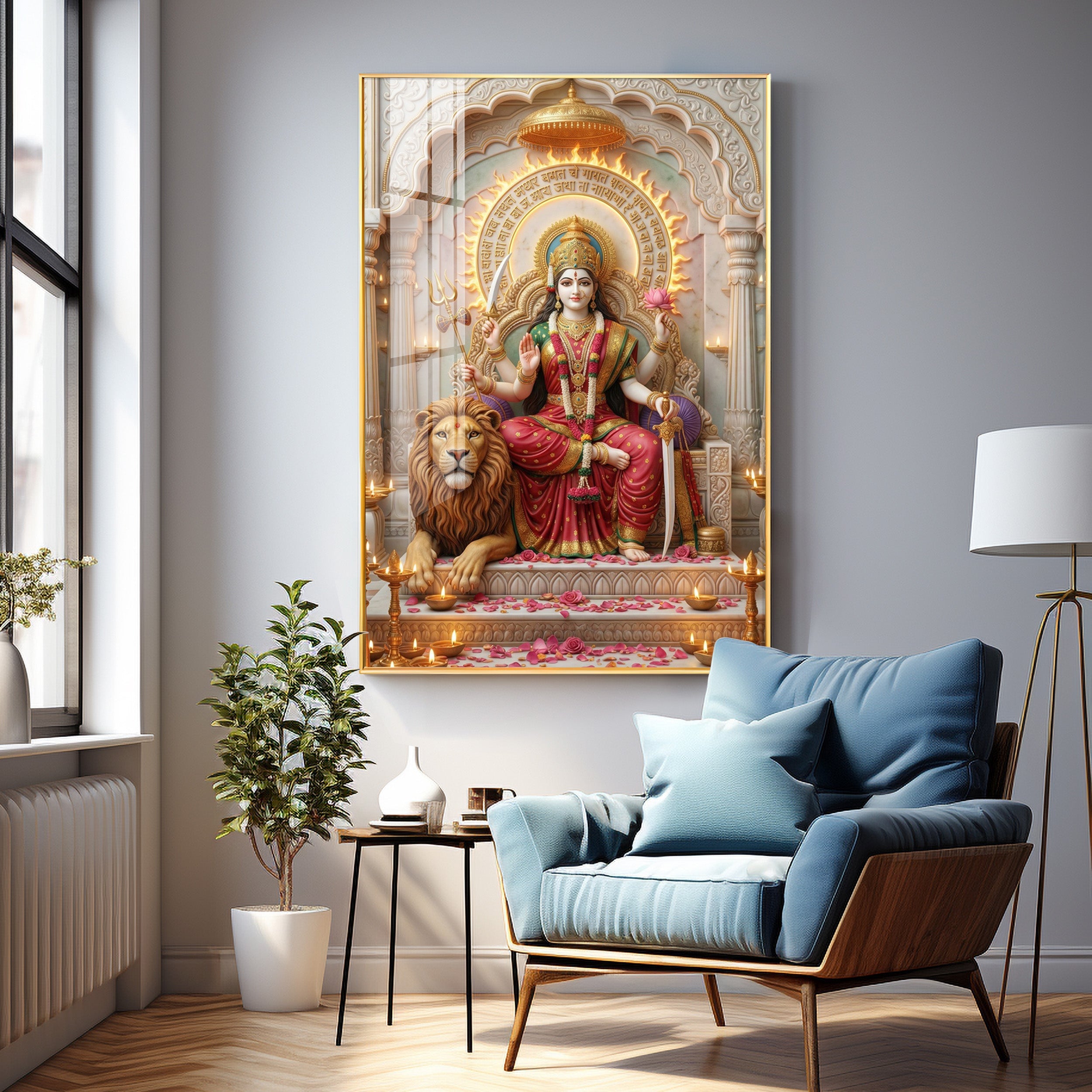 Maa Durga Premium Acrylic Vertical Wall Art