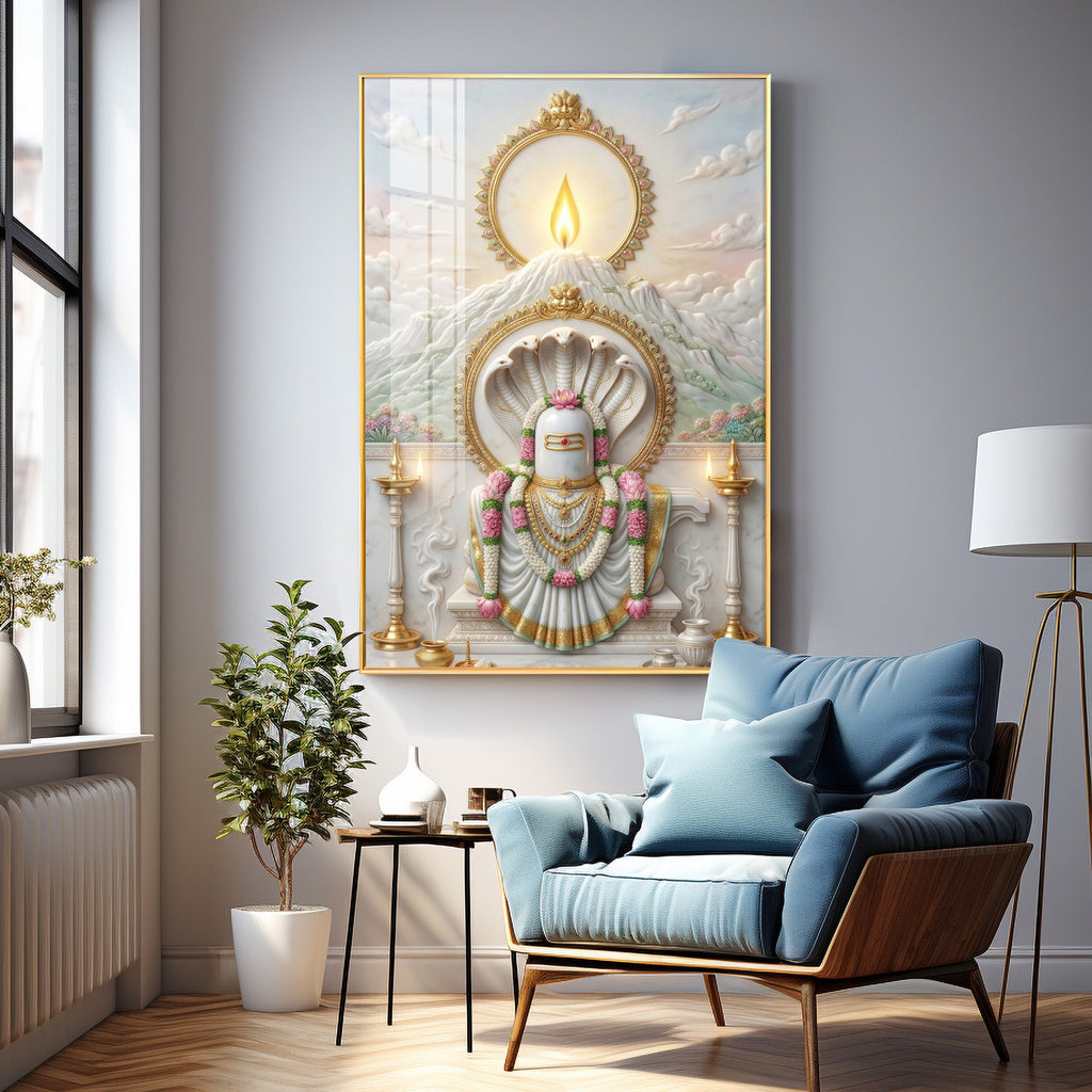 Shiva Lingam With Mount Kailash Premium Acrylic Vertical Wall Art
