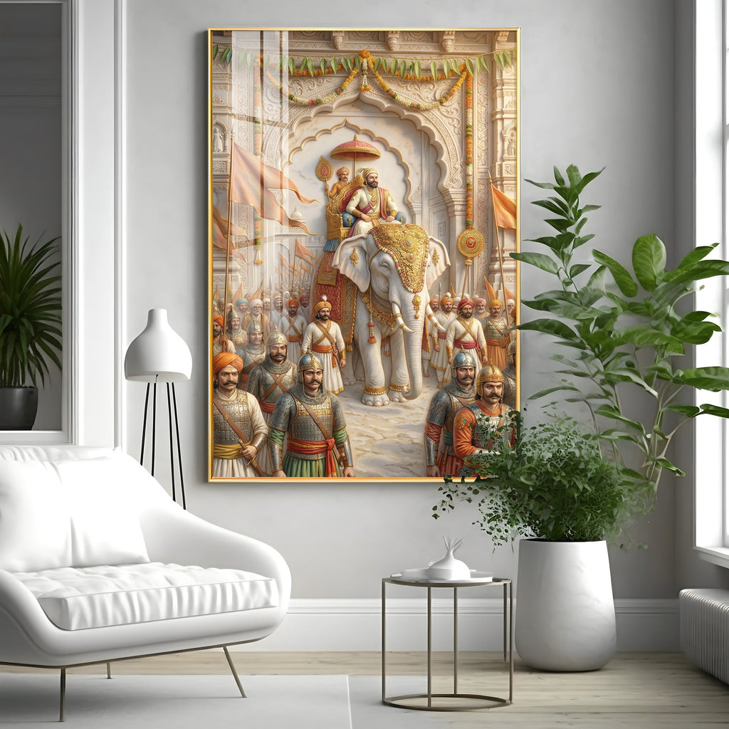 Coronation Of Chhatrapati Shivaji Maharaj Premium Acrylic Vertical Wall Art